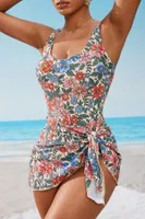 Çok Renkli Hibiskus Desenli U Yaka Kadın Mayo Bella Notte M-9025 Çok Renkli detay görünüm